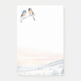 Chickadee Bird in Winter Christmas Post-it Block