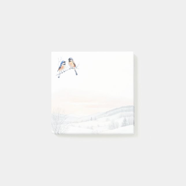 Chickadee Bird in Winter Christmas Post-it Block (Framsida)