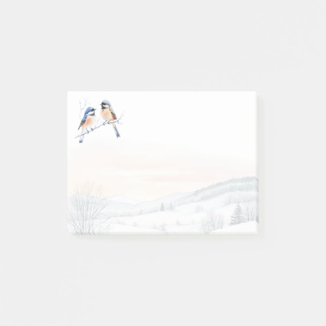 Chickadee Bird in Winter Christmas Post-it Block (Framsida)