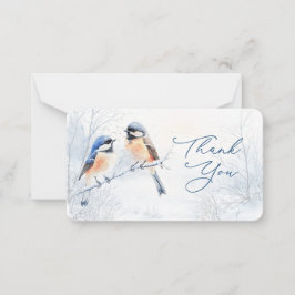 Chickadee Bird in Winter Tack Anteckningskort