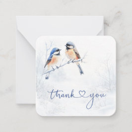 Chickadee Bird in Winter Tackkort Card Anteckningskort