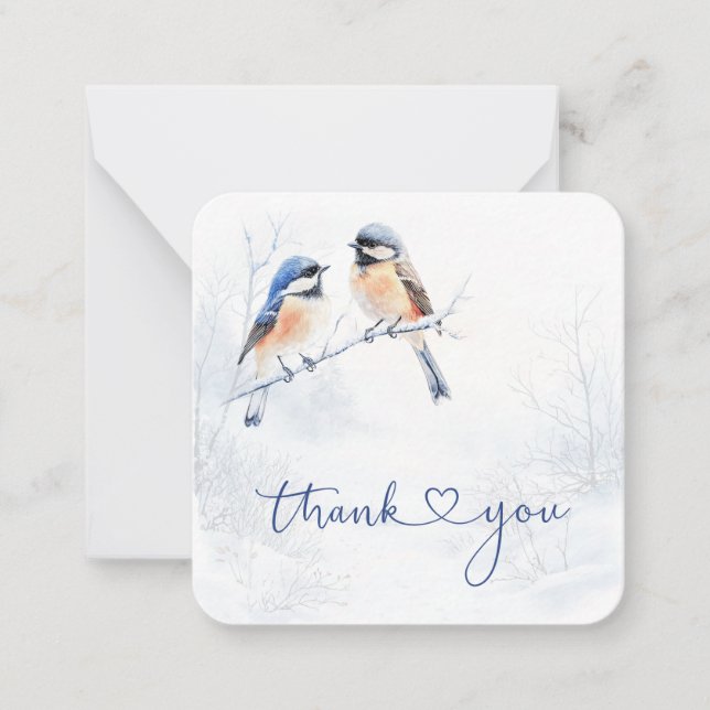 Chickadee Bird in Winter Tackkort Card Anteckningskort (Framsida)