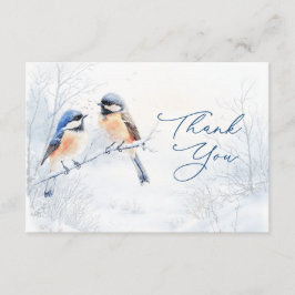  Chickadee Bird in Winter Thank You Enclosure Card Tilläggskort
