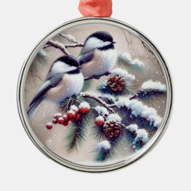 Chickadee Bird jul Decorative Träd Ornament (Framsidan)