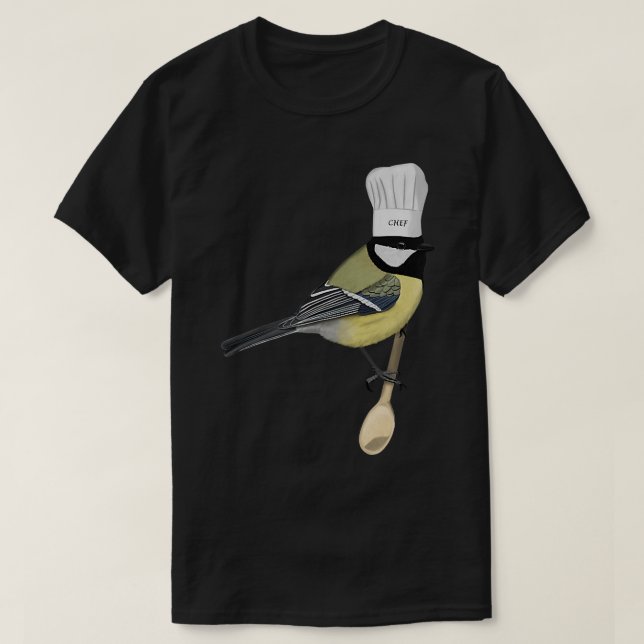 Chickadee Bird Kitchen Chef Hat Cooking Biolog T Shirt (Design framsida)