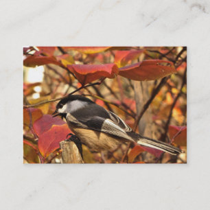 Chickadee Bird med Rosa Autumn Foliage ATC Visitkort