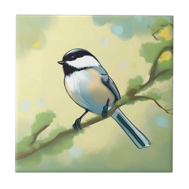Chickadee Bird Nature Kakelplatta (Framsidan)