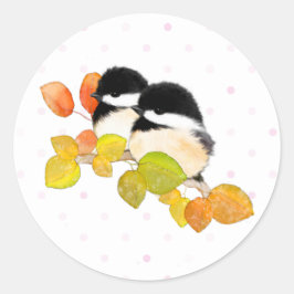 Chickadee Bird Stickers Runt Klistermärke
