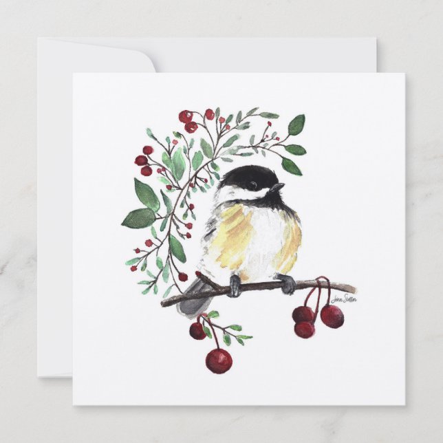 Chickadee Bird Watercolor (Framsida)