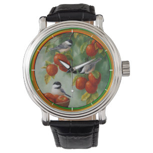 Chickadee Birds Apple Harvest Armbandsur