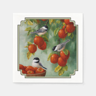 Chickadee Birds Apple Harvest Pappersservett