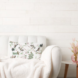 Chickadee Birds Berries & Pinecones Watercolor Lumbarkudde