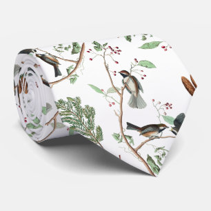 Chickadee Birds Berries & Pinecones Watercolor Slips