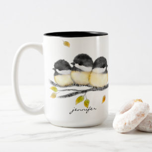 Chickadee Birds på Gren Mugg