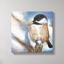 Chickadee Black Caps Bird Winter Art Canvastryck
