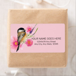 Chickadee Black Ccap Watercolor Art-etikett Fraktsedel