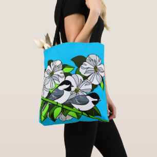 Chickadee Bland Dogwood Flowers Tygkasse