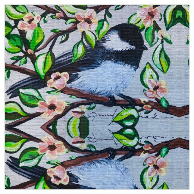 Chickadee Blommigt Fabric Tyg (Provkarta)