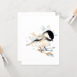 Chickadee Cute Watercolor Note-kort