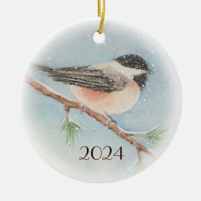 Chickadee Dagen jul Ornament (Framsidan)