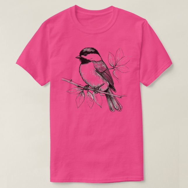 Chickadee-fågel teckning t shirt (Design framsida)