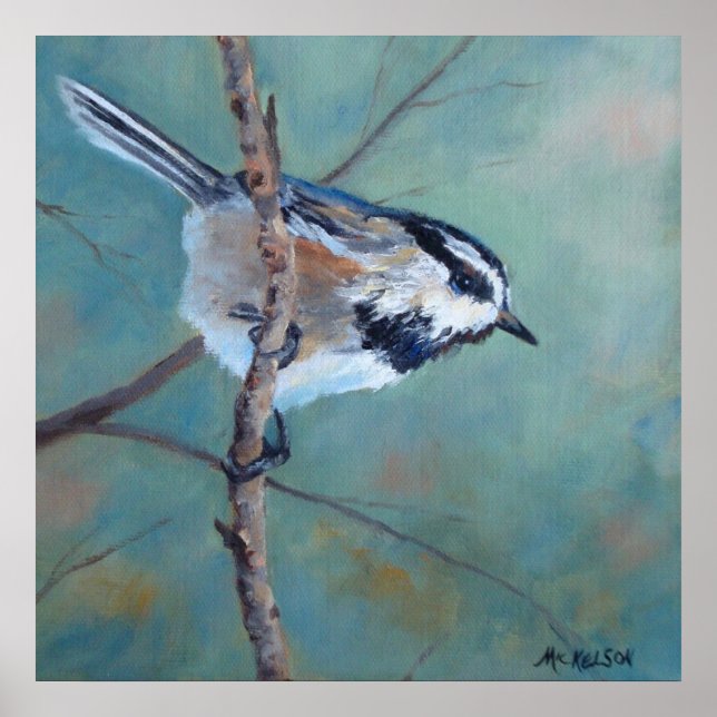 Chickadee Fine Art Bird Print Poster (Framsidan)