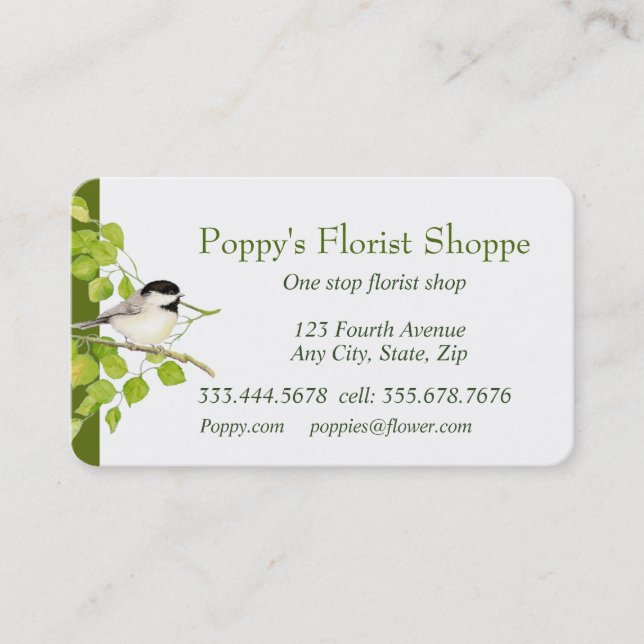 Chickadee Florist Shoppe Flowers Visitkort (Framsida)