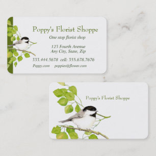 Chickadee Florist Shoppe Flowers Visitkort