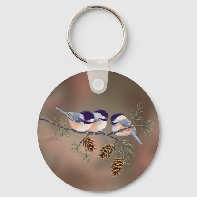 CHICKADEE & GRÄS CONES by SHARON SHARPE Nyckelring (Framsida)