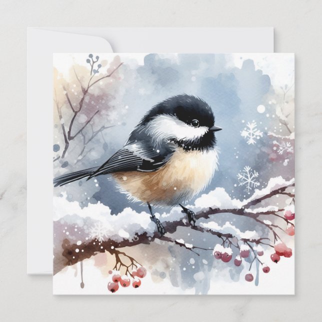 Chickadee-hälsningskort Julkort (Framsida)