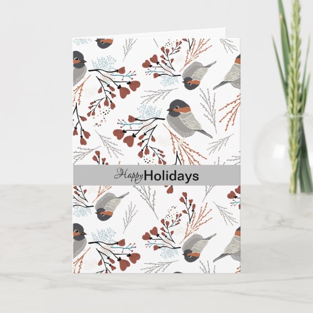 Chickadee Hearts Winter Helgkort (Framsida)