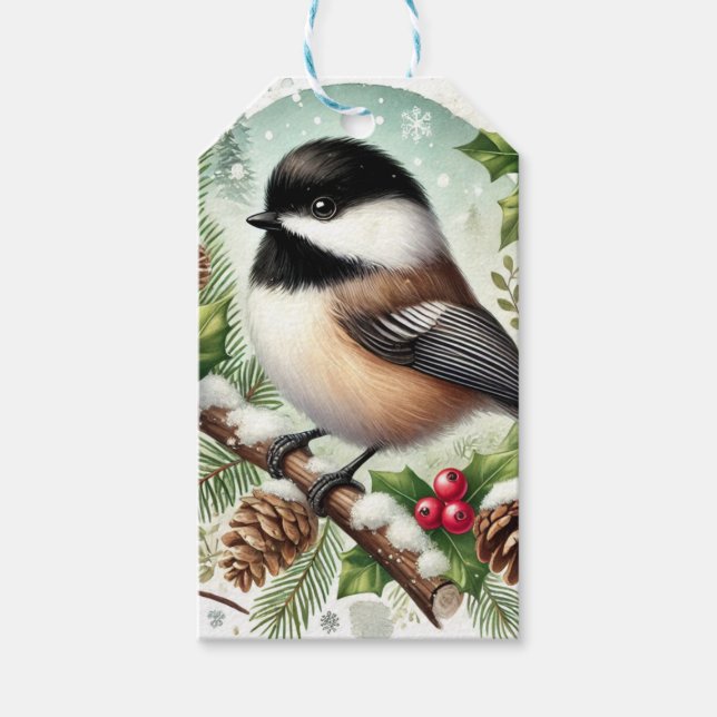Chickadee Helgdag Presentetikett (Framsidan)