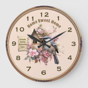 Chickadee Home Sweet Home Kitchen Clock Stor Klocka