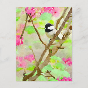 Chickadee i Cherry Träd Vykort