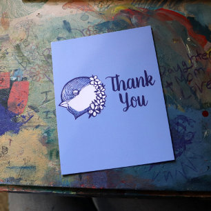 Chickadee in blue birding design bird vykort