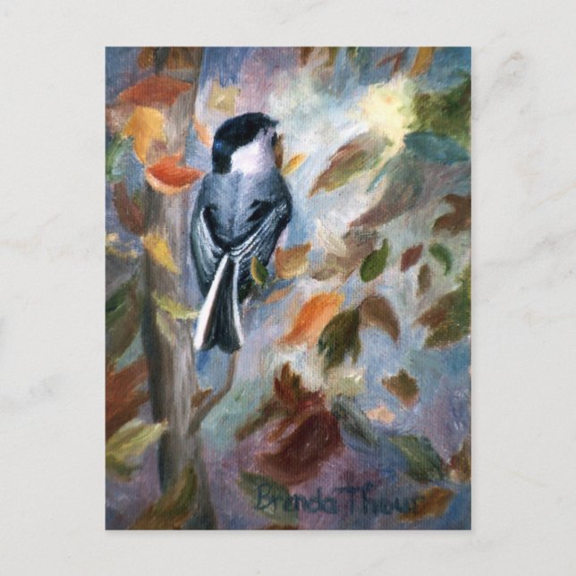 Chickadee in Fall Postcard Vykort (Framsida)