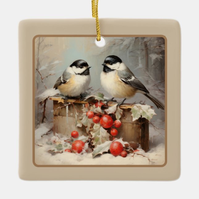 Chickadee-jul Julgransprydnad Keramik (Framsida)