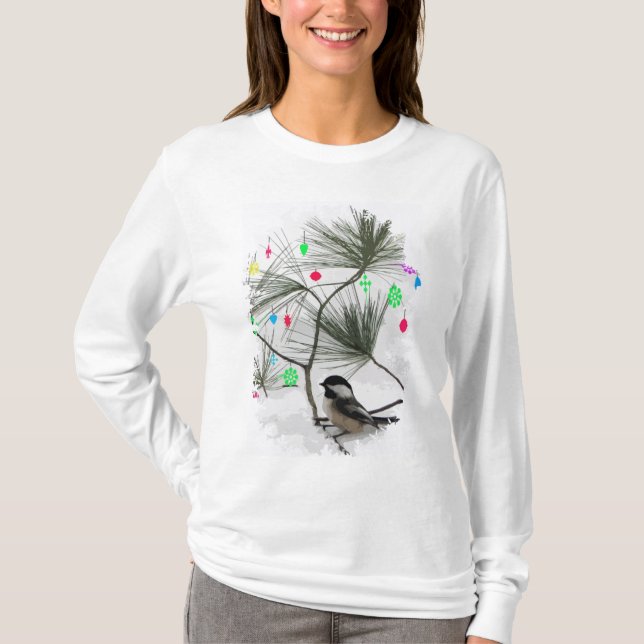 Chickadee Julgran T Shirt (Framsida)