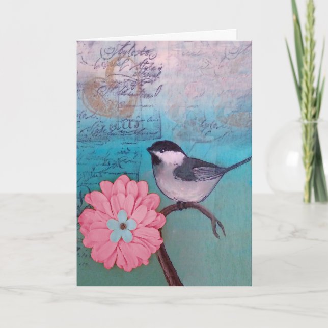 Chickadee Large Font Mors dag Card Kort (Framsida)