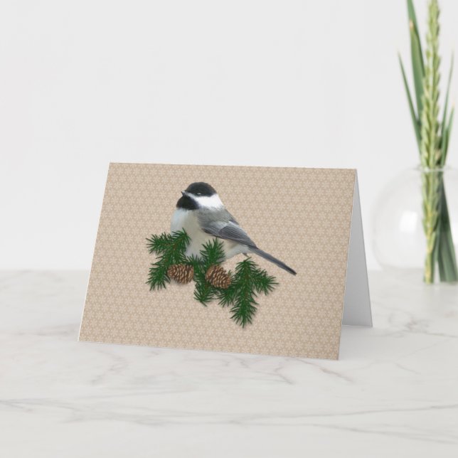 Chickadee Large Print jul Card Helgkort (Framsida)