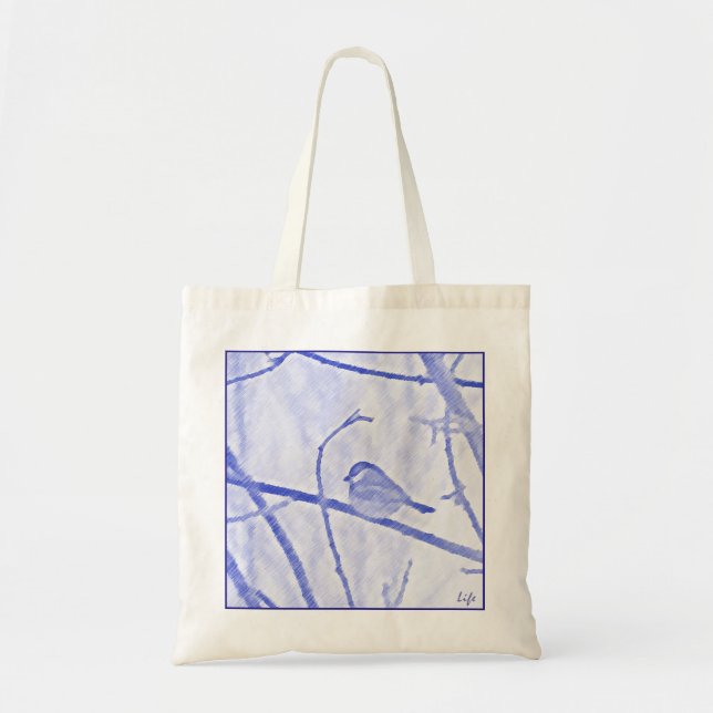 Chickadee Life Tote Bag Tygkasse (Framsidan)