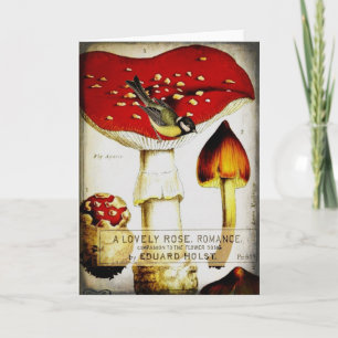 Chickadee Mushroom Greeting Card Kort