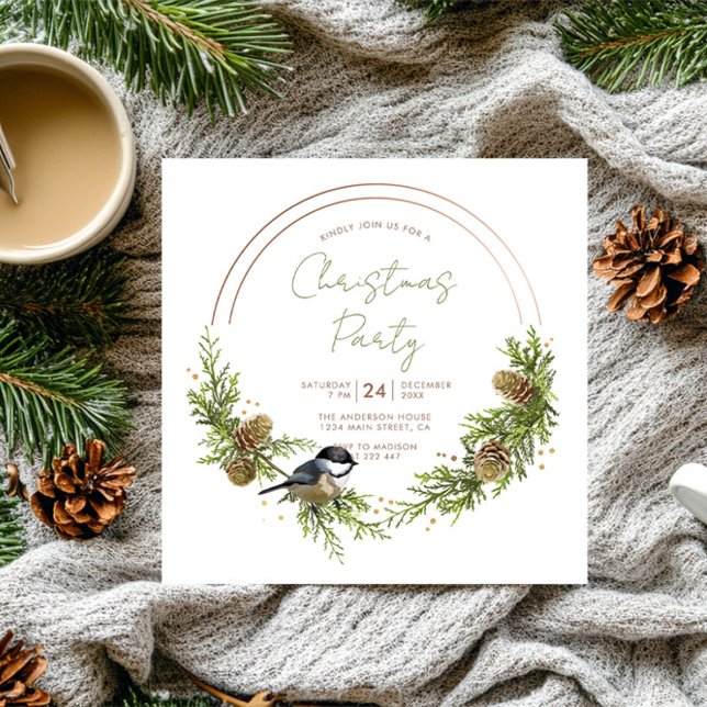 Chickadee och Gräs-julfransen Inbjudningar (Skapare uppladdad)