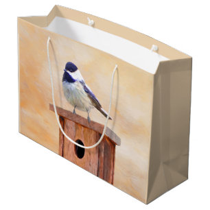 Chickadee on Birdhouse Painting Original Bird Art