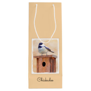 Chickadee on Birdhouse Painting Original Bird Art