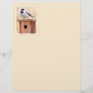 Chickadee on Birdhouse Painting Original Bird Art