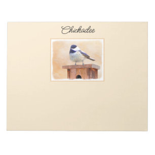 Chickadee on Birdhouse Painting Original Bird Art Anteckningsblock