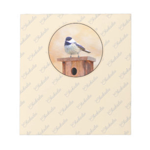 Chickadee on Birdhouse Painting Original Bird Art Anteckningsblock