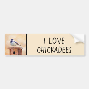 Chickadee on Birdhouse Painting Original Bird Art Bildekal