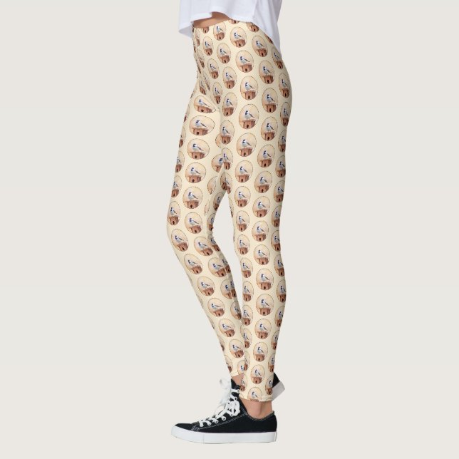 Chickadee on Birdhouse Painting Original Bird Art Leggings (Vänster)